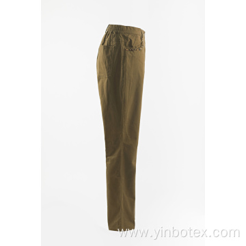 Ladies Dark Khaki straight trouser